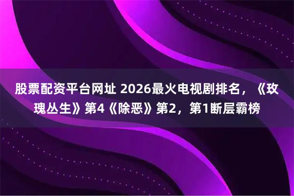 股票配资平台网址 2026最火电视剧排名,《玫瑰丛生》第4《除恶》第2,第1断层霸榜